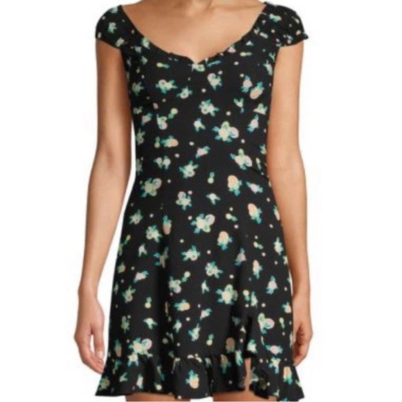 Free People Womens Like A Lady Citrus Floral Printed Mini Dress Black Size Small - Picture 3 of 8